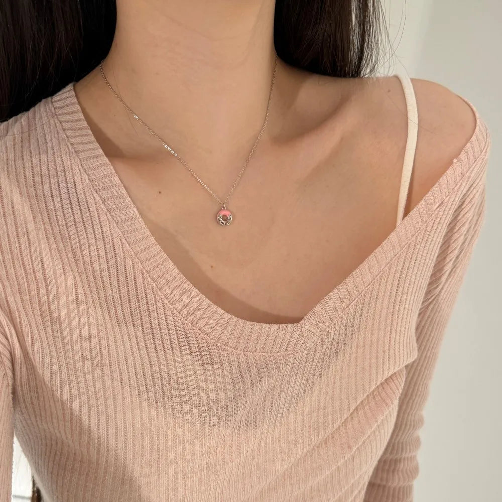 Silver Donut Pendant Necklace