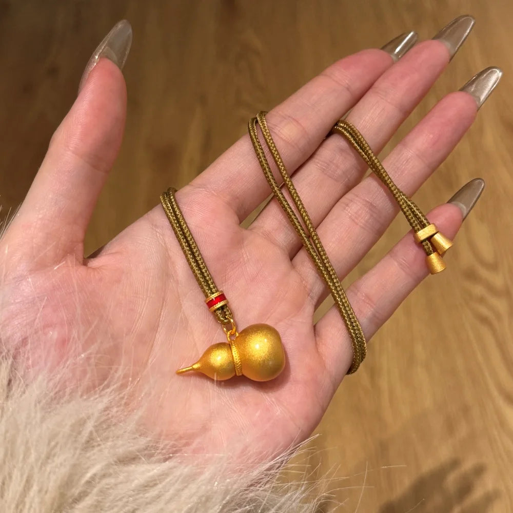 Silver Weave Gourd Pendant Necklace