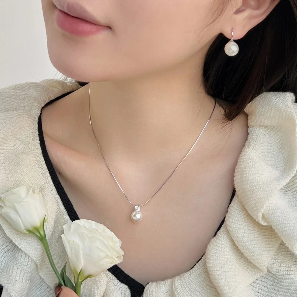 Silver Pearl Single Hook Drop Earrings