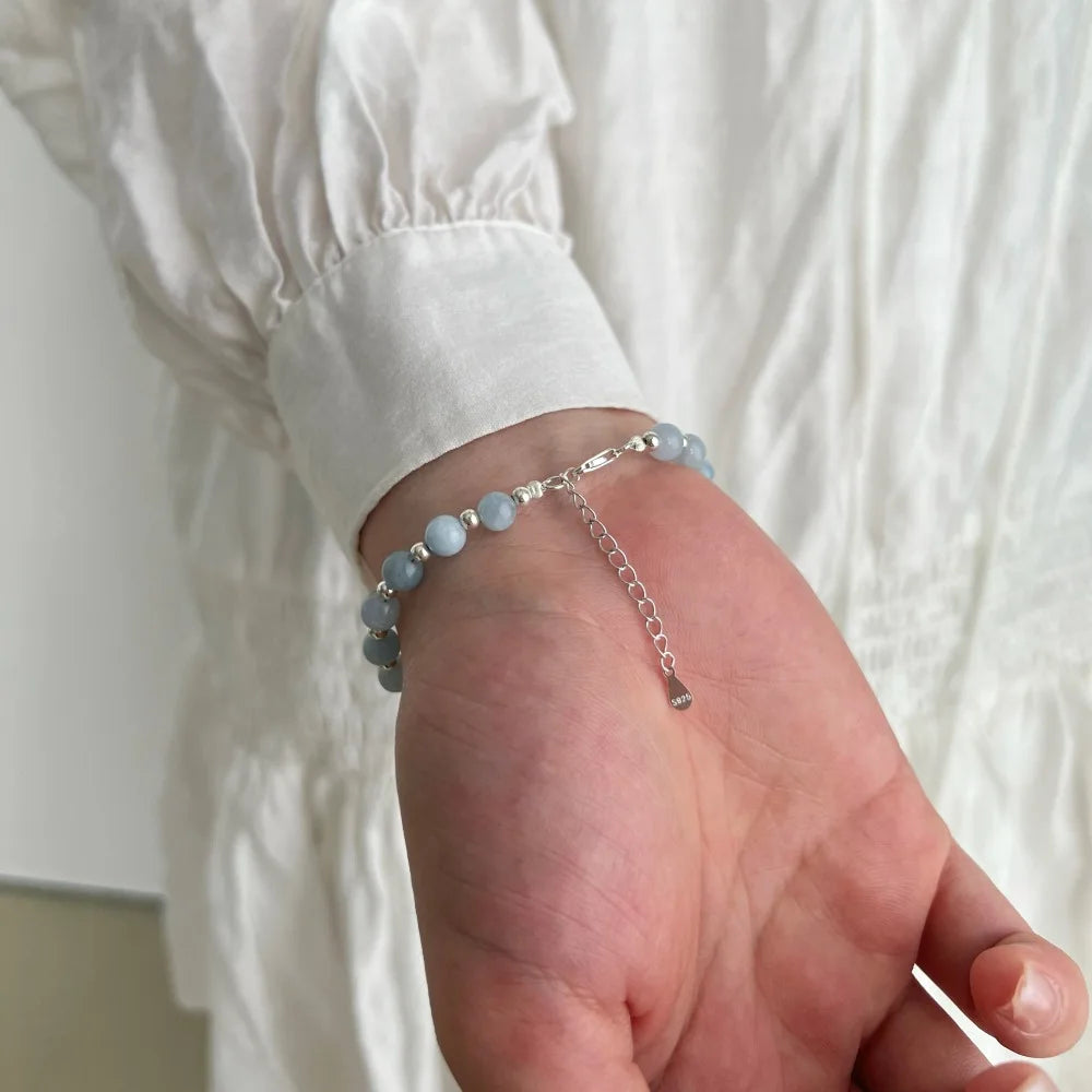 Silver Crystal Round Cut Dots Beaded Bracelet