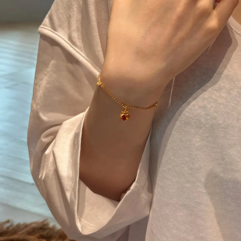 Silver Zircon Pear Cut Fruit Chain Bracelet