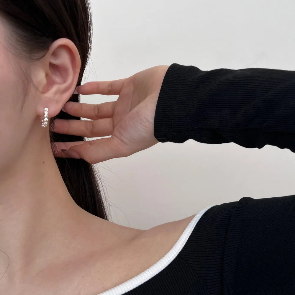 Silver Flower Ear Hoops