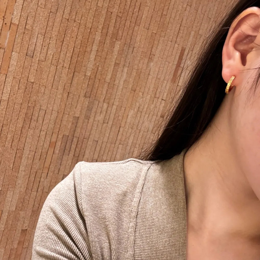 Silver Textured Ear Hoops