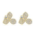 Silver Zircon Round Cut Inlaid Clover Ear Studs
