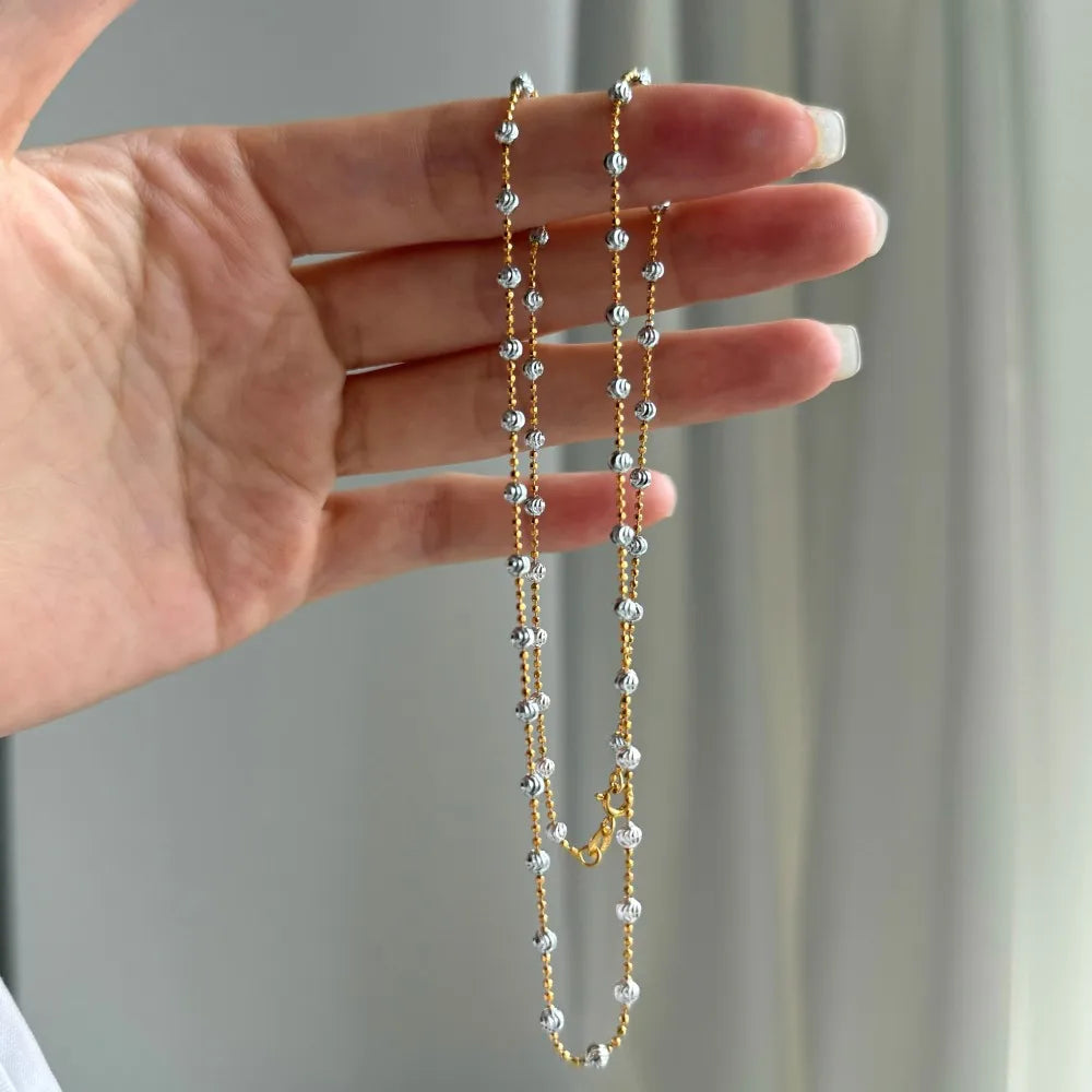 Silver Layered Disc Beaded Necklace