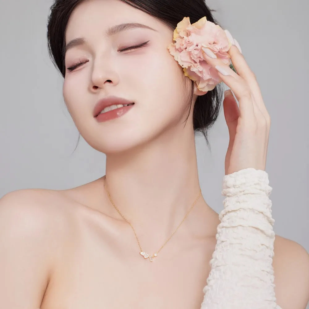 Silver Zircon Baguette Cut Multi Shape Bar Necklace