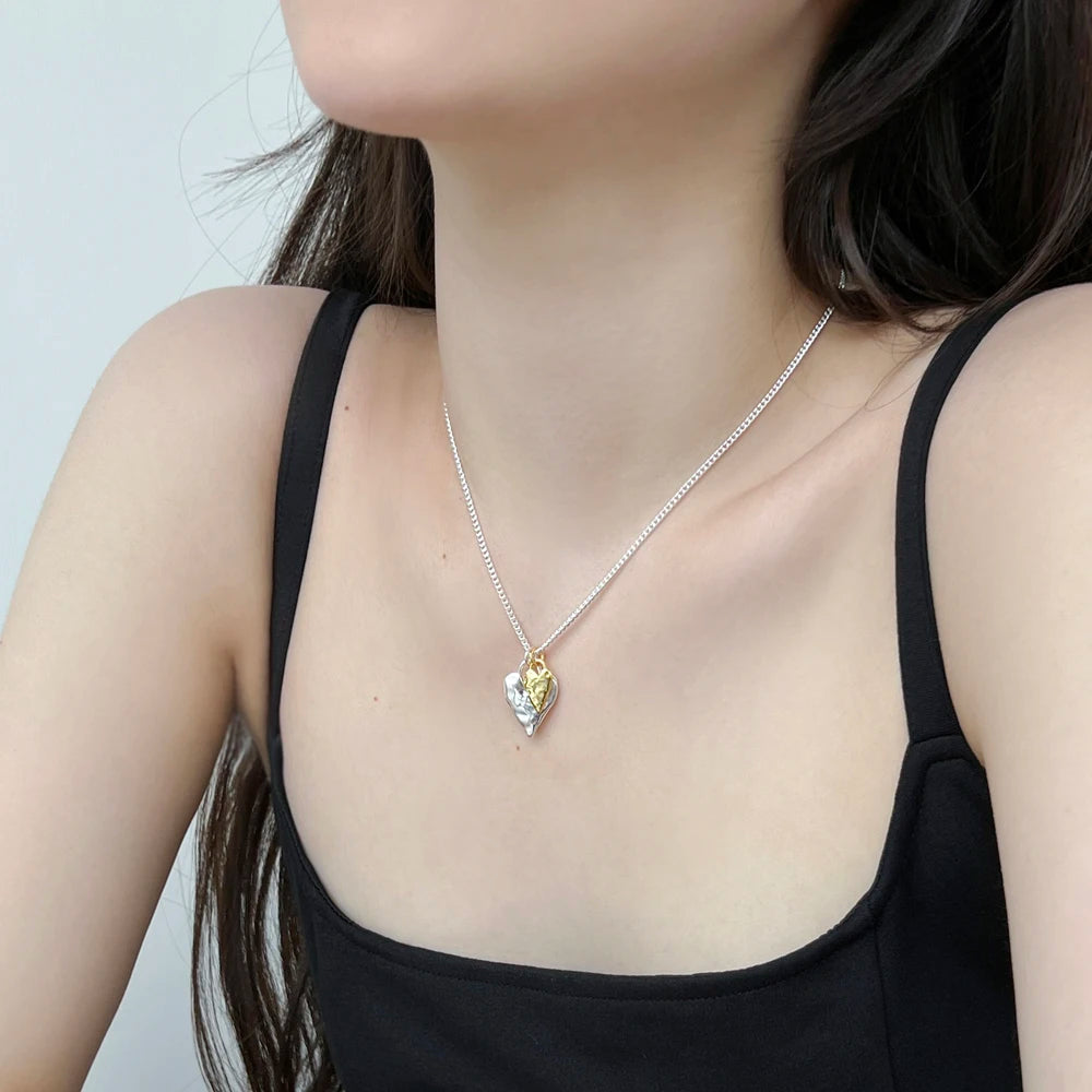 Silver Melting Heart Pendant Necklace