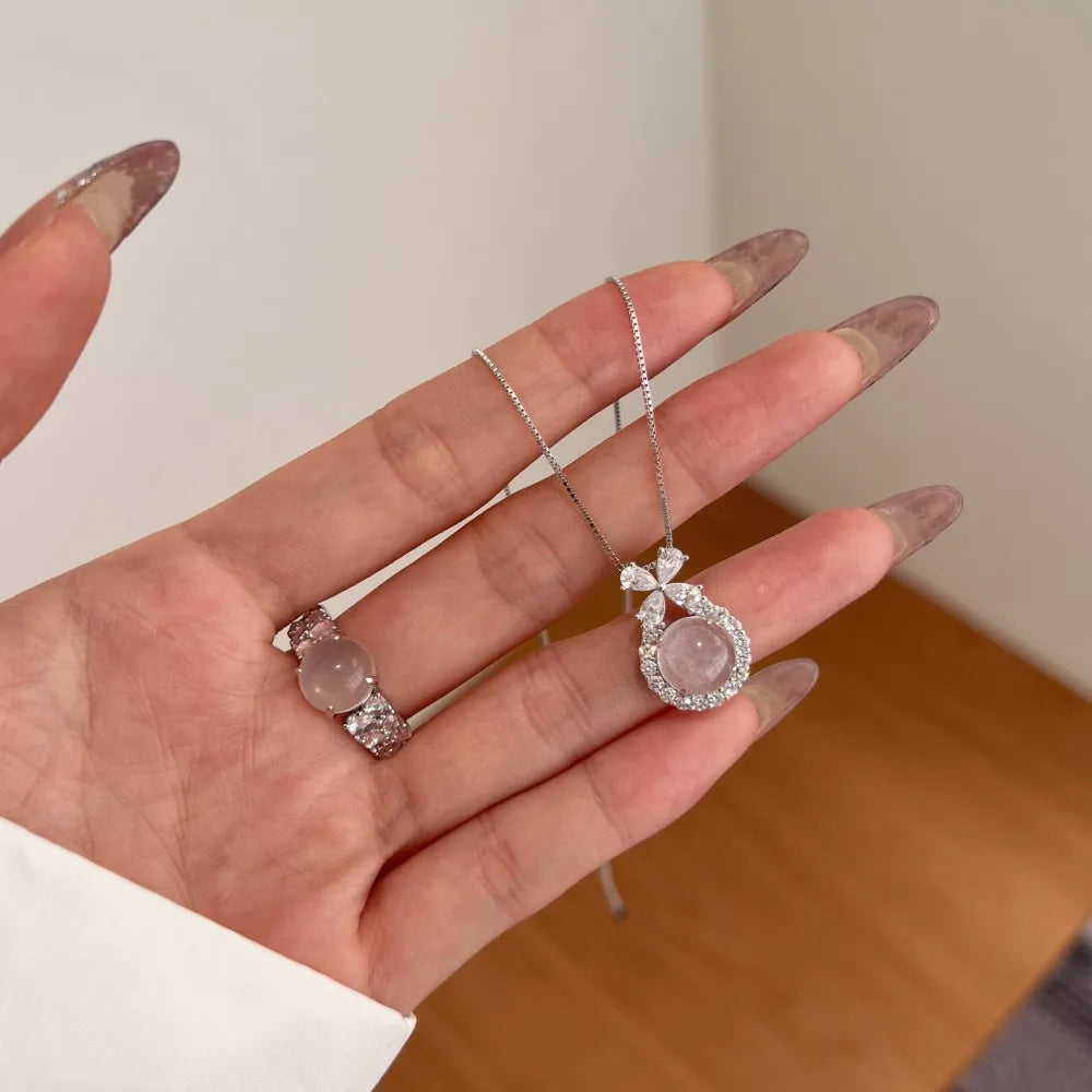 Silver Jade Bow Pendant Necklace