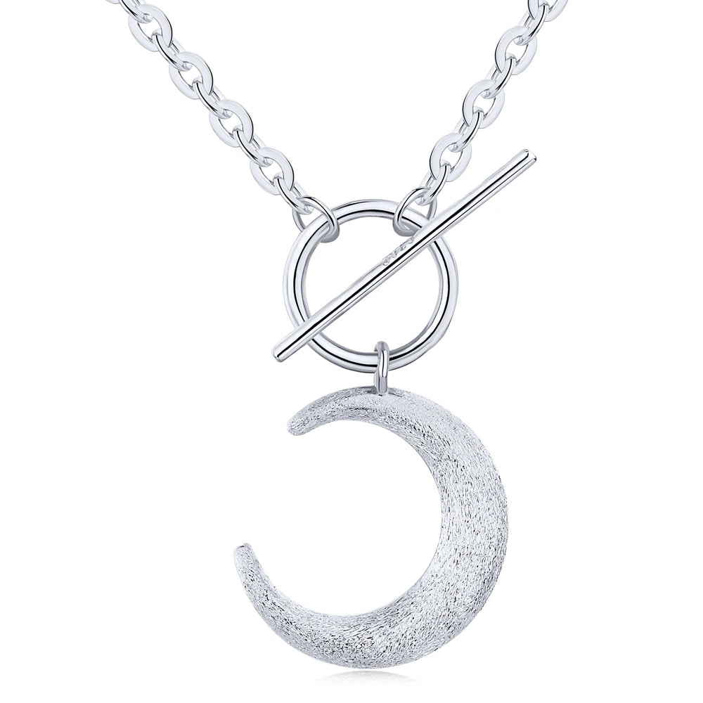 Silver Crescent Pendant Necklace
