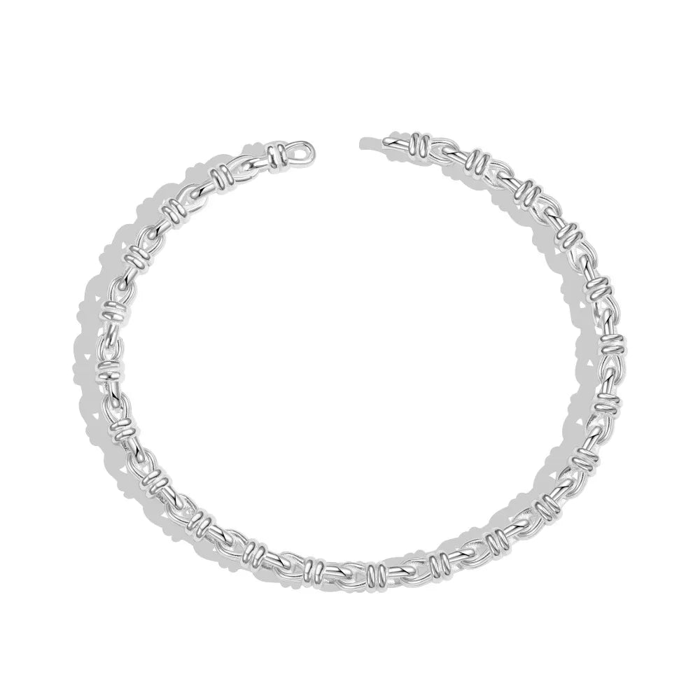 Silver Braided Bangle Bracelet