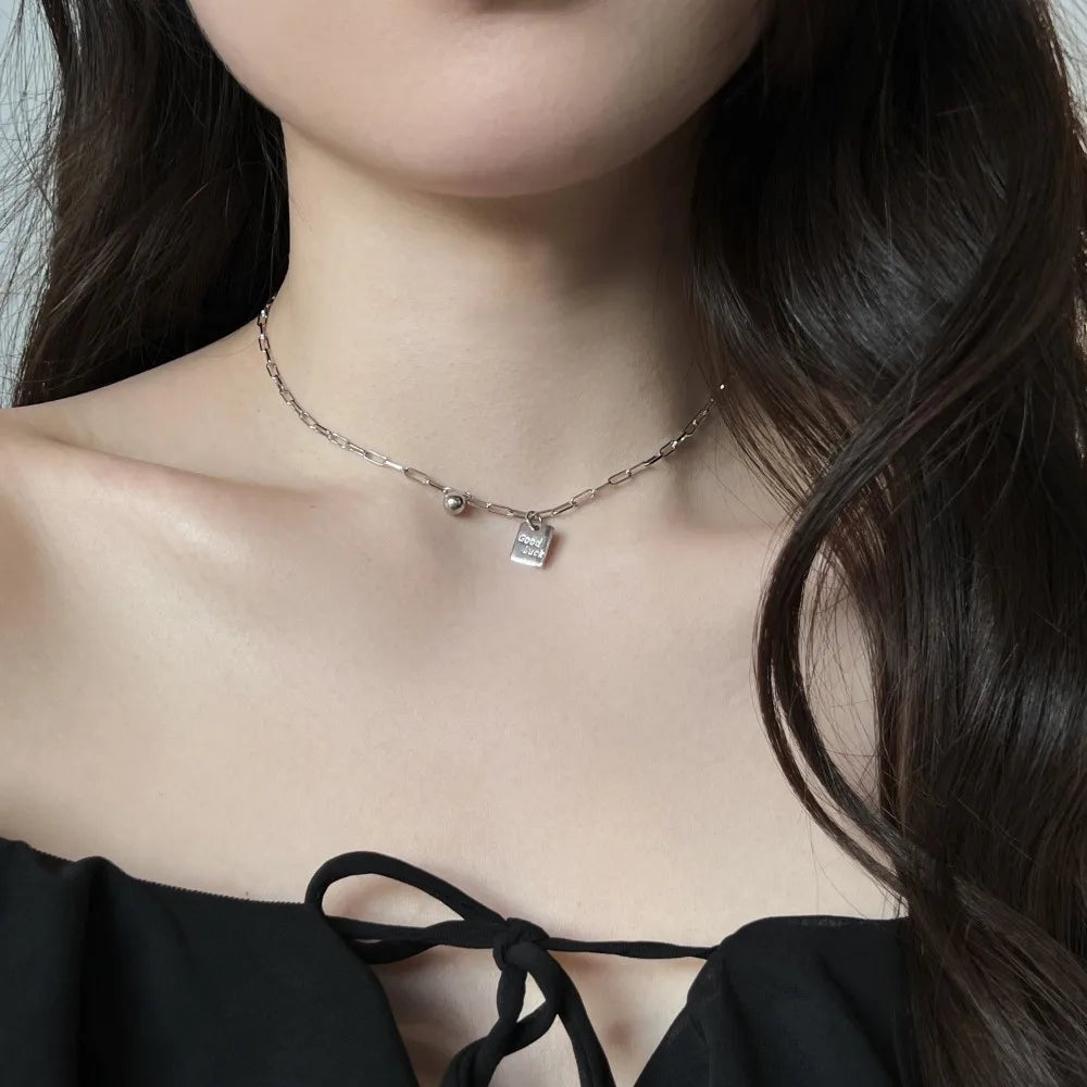 Silver Good Luck Chain Pendant Necklace