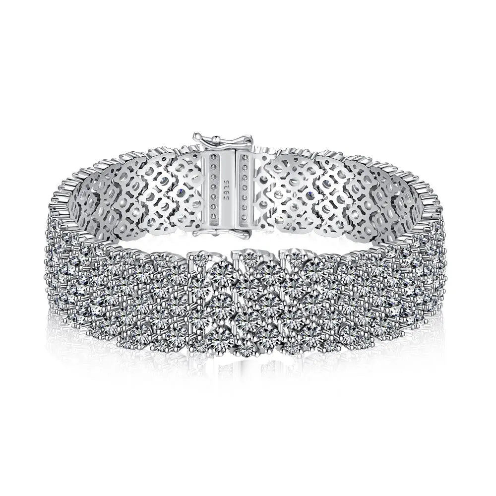 Silver Zircon Round Cut Mesh Tennis Bracelet