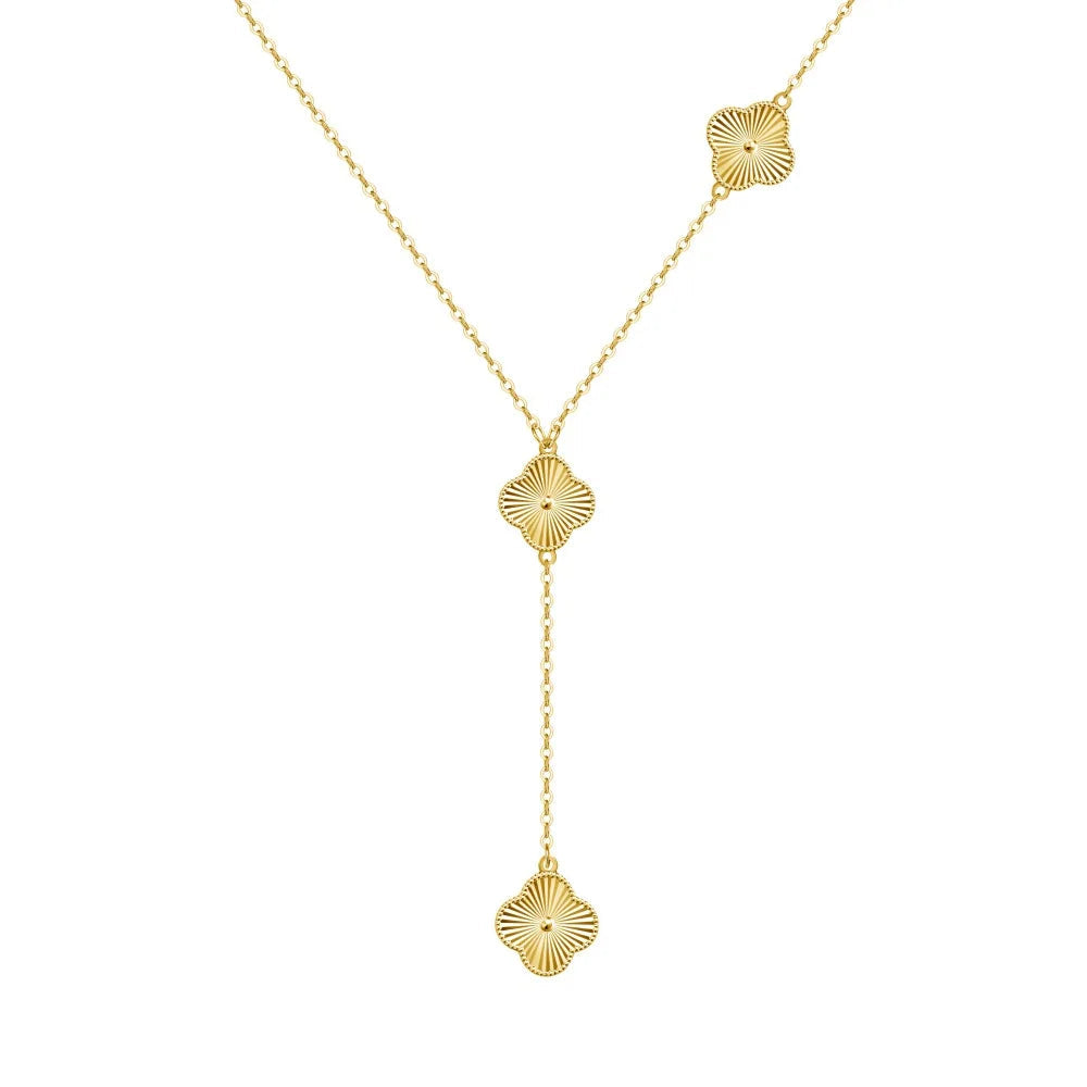 Silver Stacked Clover Chain Necklace