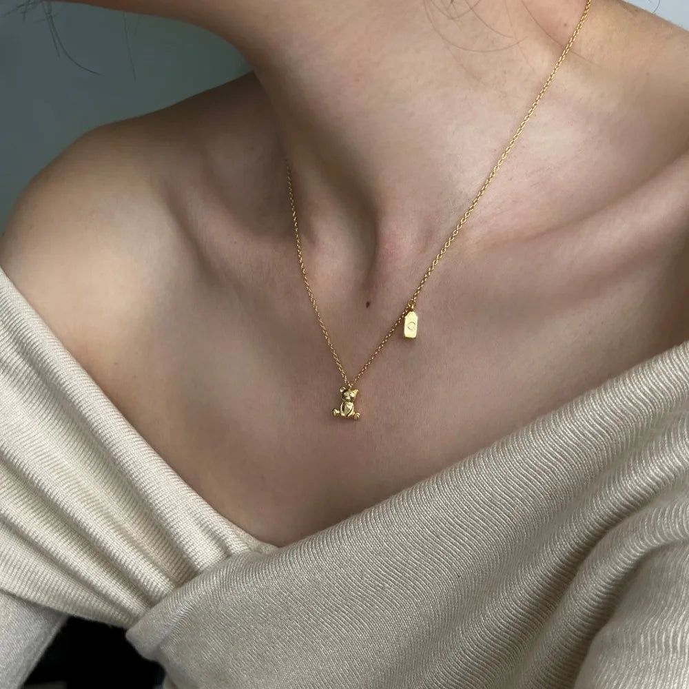 Silver Bear Pendant Necklace