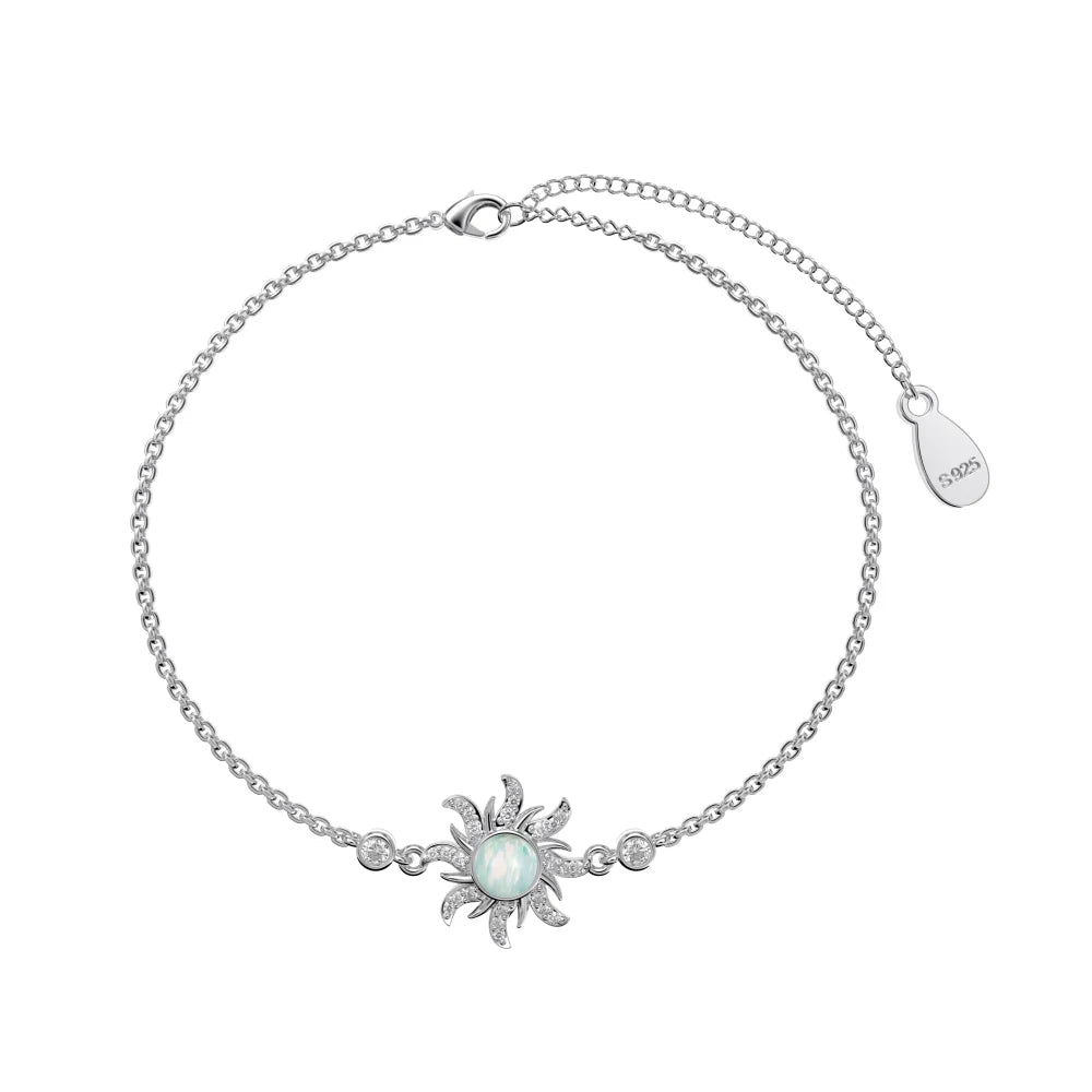 Silver Opal Round Cut Sunshine Chain Bracelet