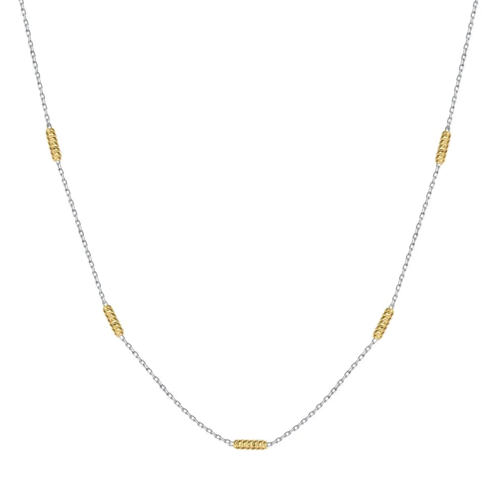 Silver Columnar Chain Necklace