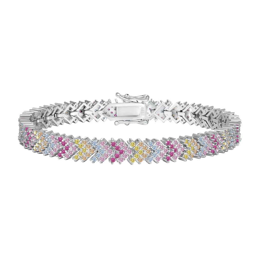 Silver Zircon Round Cut Arrow Tennis Bracelet