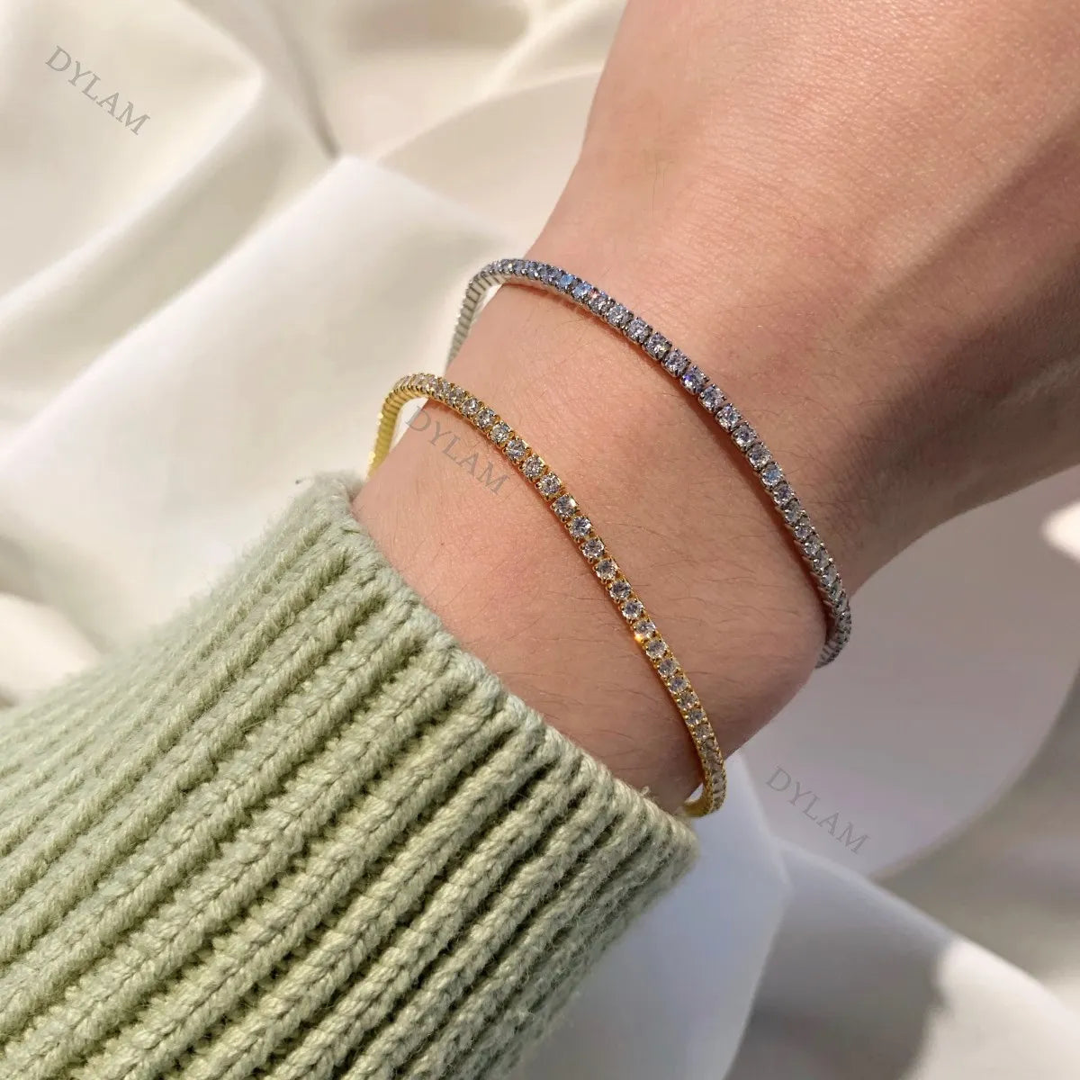Silver Zircon Round Cut Classic Box Tennis Bracelet