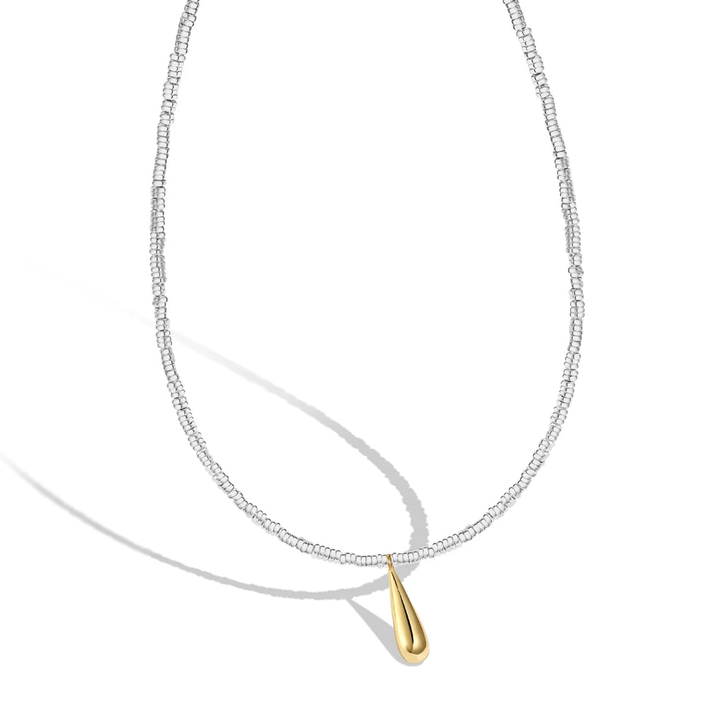 Silver Water Drop Beaded Necklace