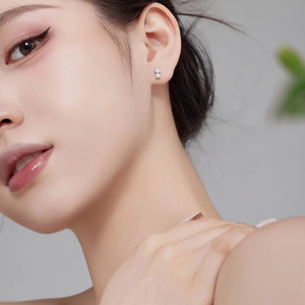 Silver Zircon Princess Cut Multi Shape Ear Studs