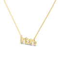 Silver Zircon Round Cut Mom Small Bar Necklace