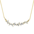 Silver Zircon Marquise Cut Irregular Bar Necklace
