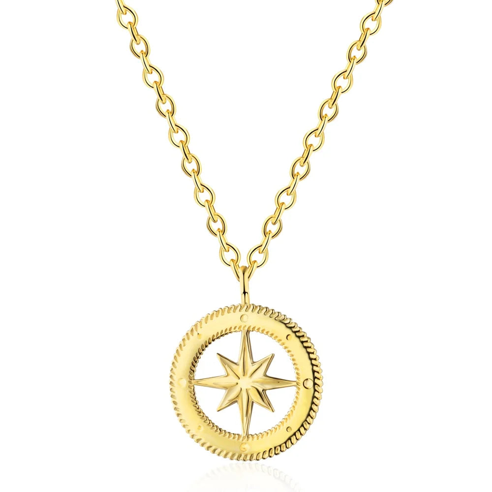 Silver North Star Pendant Necklace