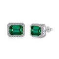 Silver Zircon Emerald Cut Sided Ear Studs