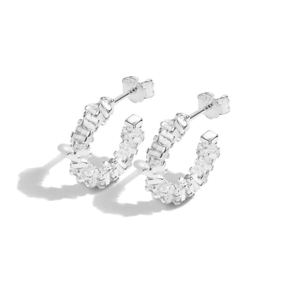 Silver Multi Shape Hook Ear Hoops