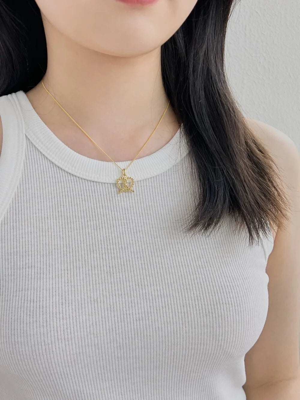 Silver Twisted Pretzel Pendant Necklace