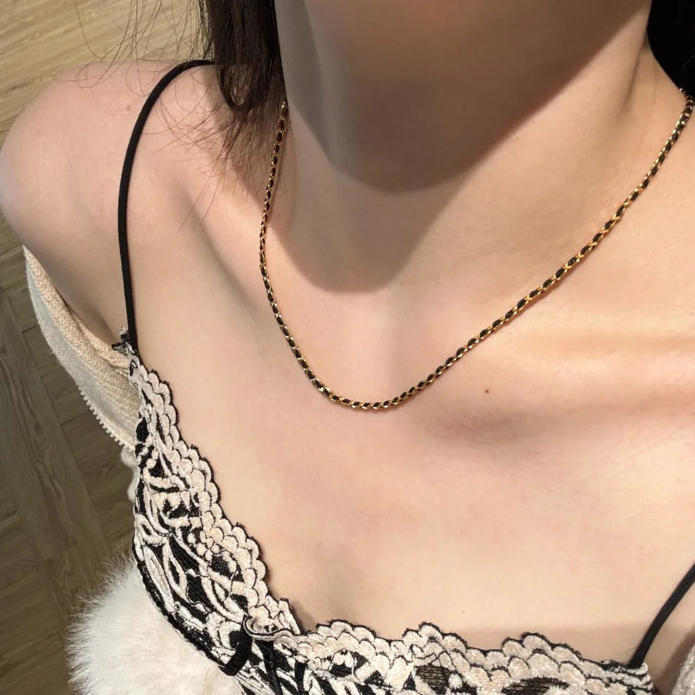 Silver Weaving Link Chain Necklace