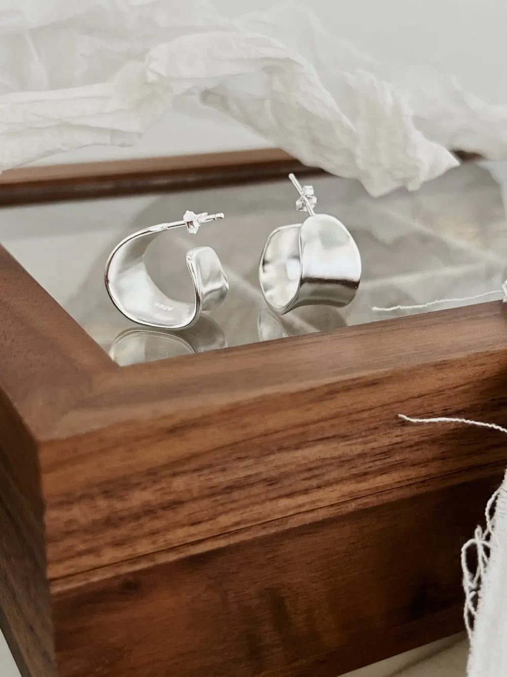 Silver Chunky Tube Ear Hoops