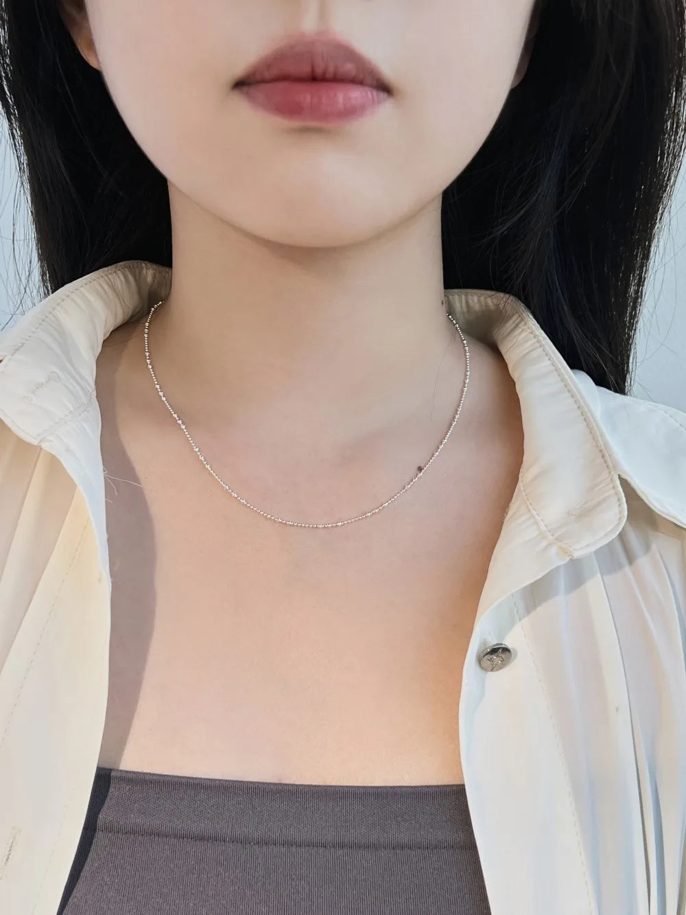 Silver Multi Shape Dots Beaded Necklace