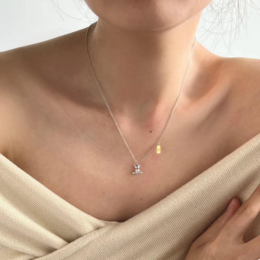 Silver Bear Pendant Necklace