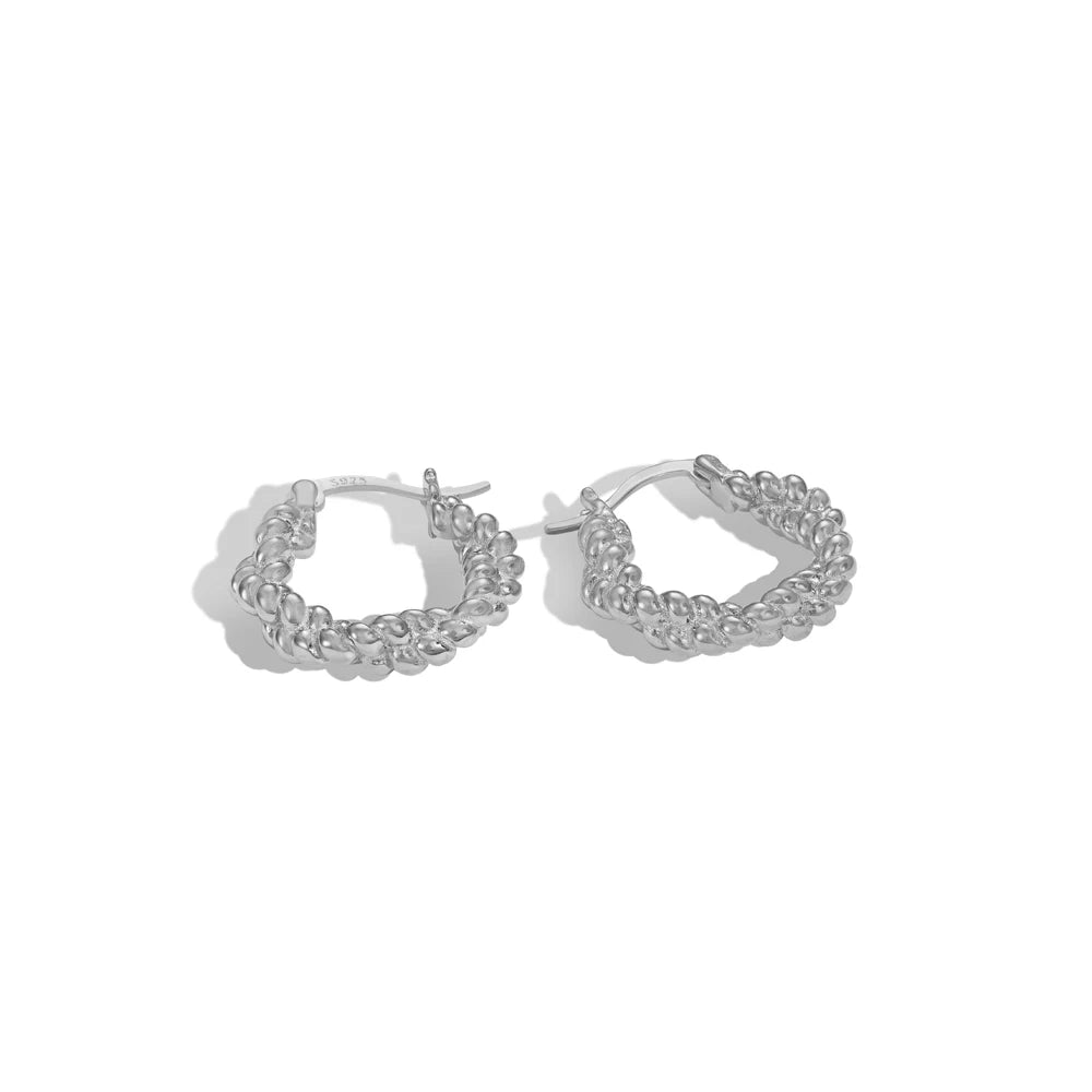 Silver Twisted Ear Hoops