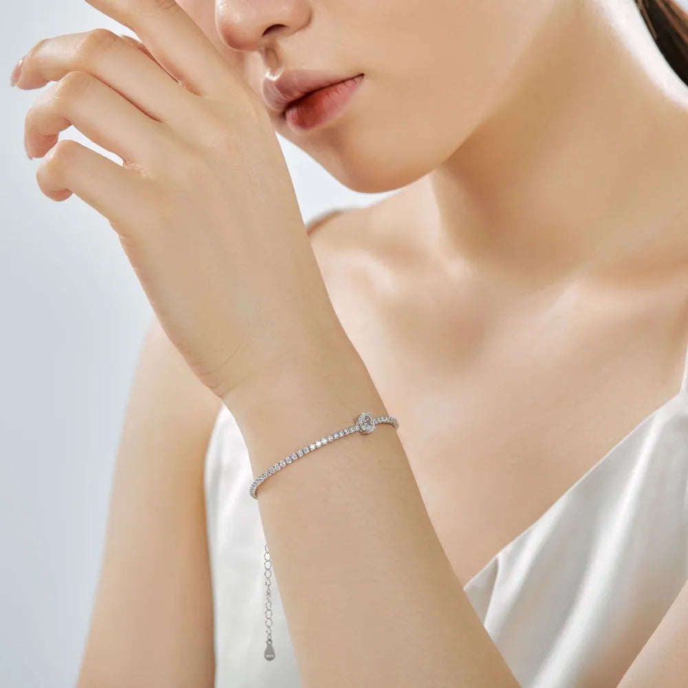 Silver Zircon Oval Cut Classic Tennis Bracelet