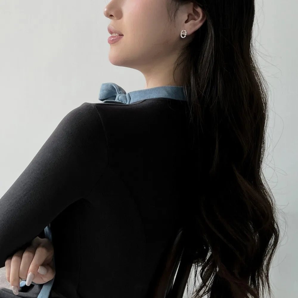 Silver Pig Nose Huggie Earrings