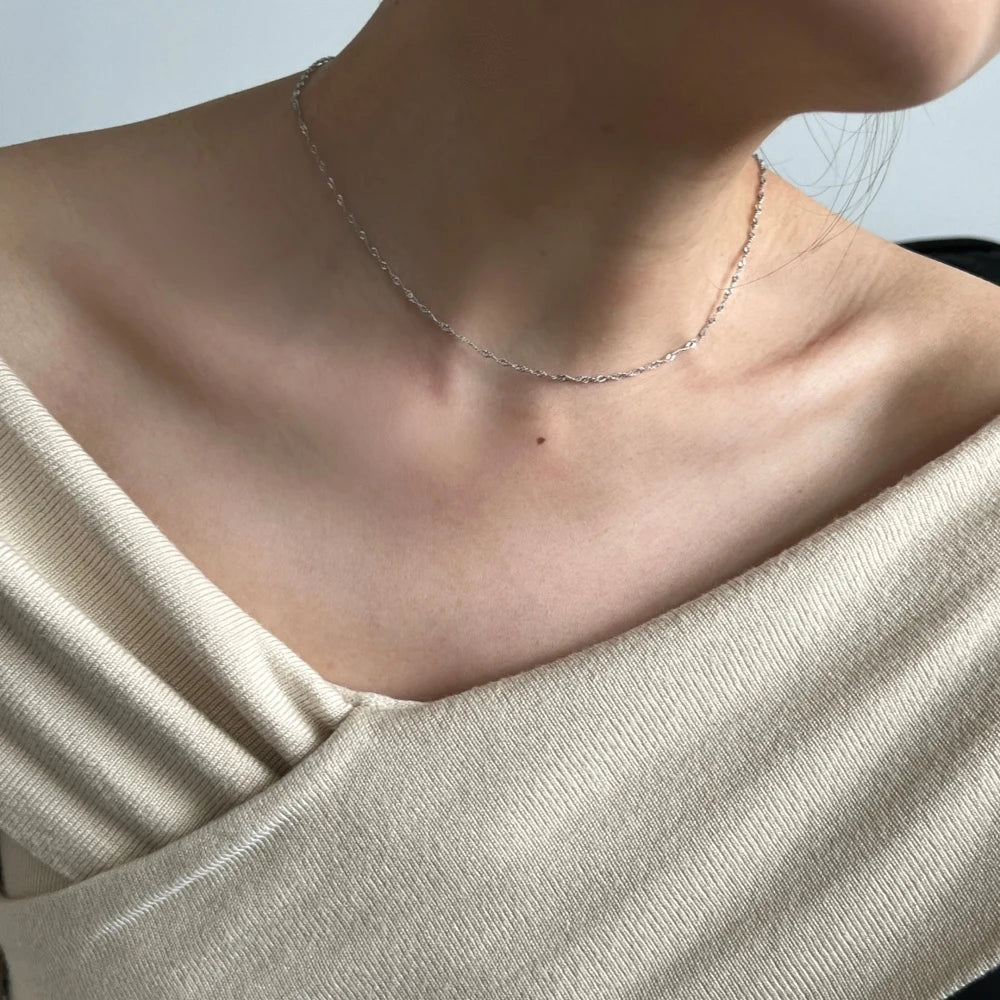 Silver Twisted Link Chain Necklace