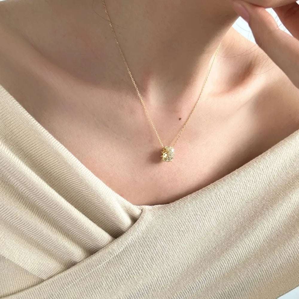 Silver Zircon Baguette Cut Twisted Cylinder Pendant Necklace