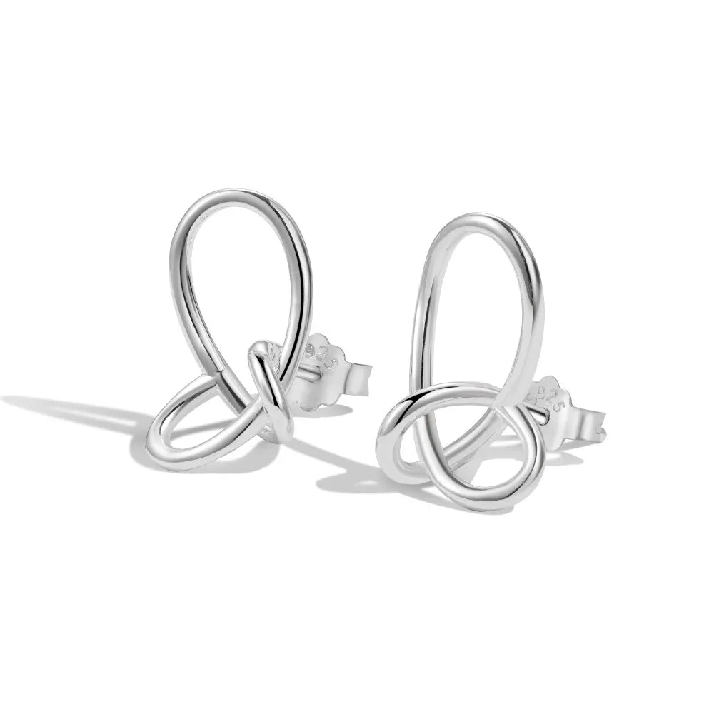 Silver Twisted Curved Ear Studs