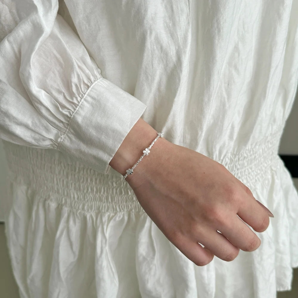 Silver Butterfly Beaded Bracelet
