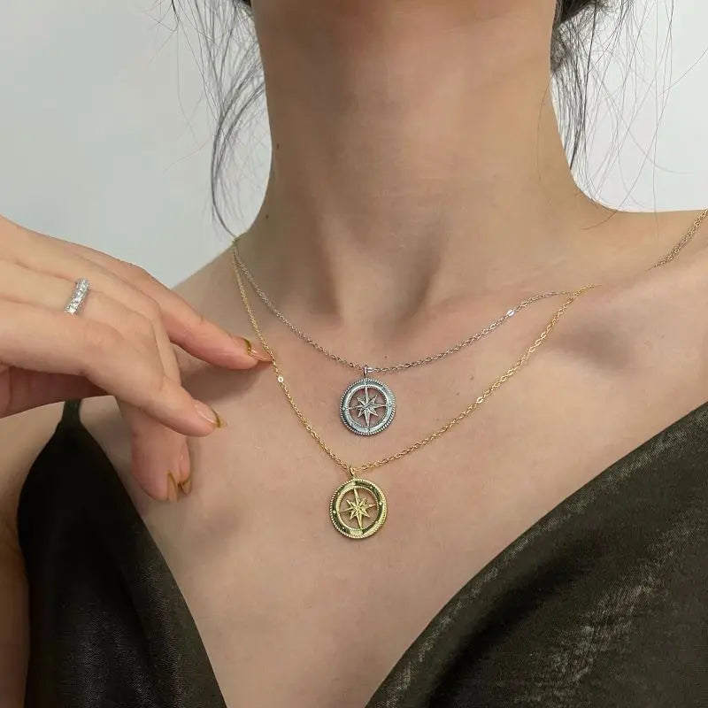 Silver North Star Pendant Necklace