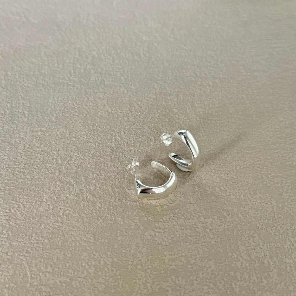 Silver Brushed Hook Ear Hoops