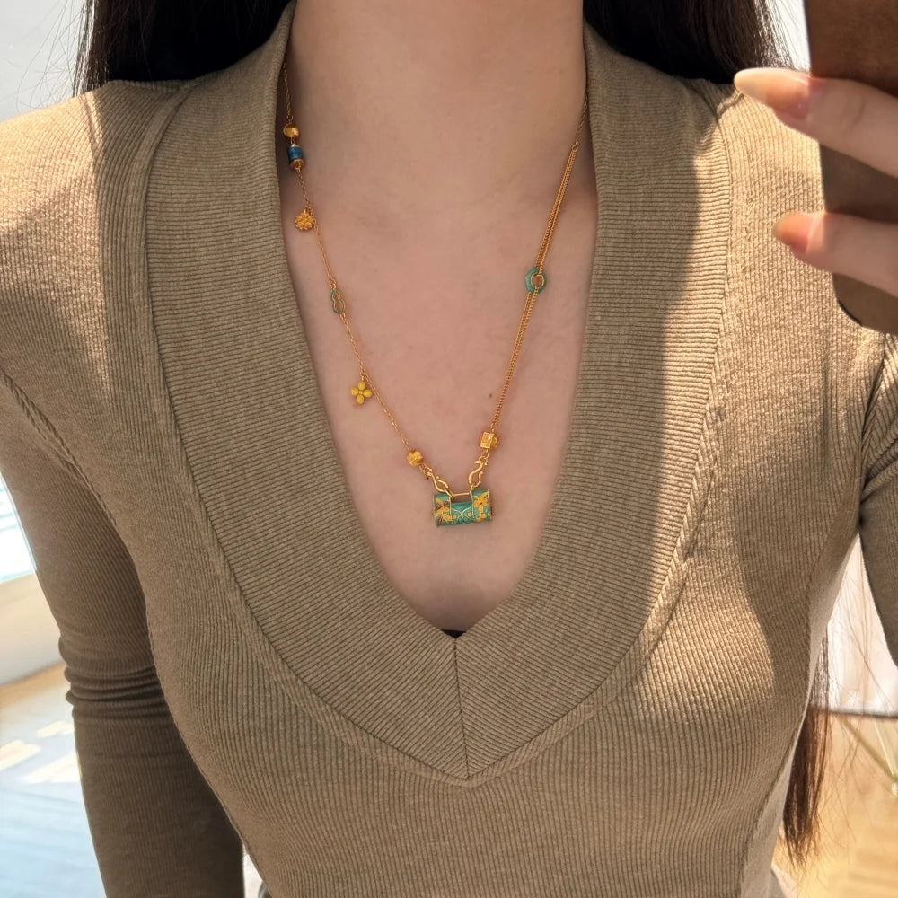 Silver Longevity Lock Pendant Necklace