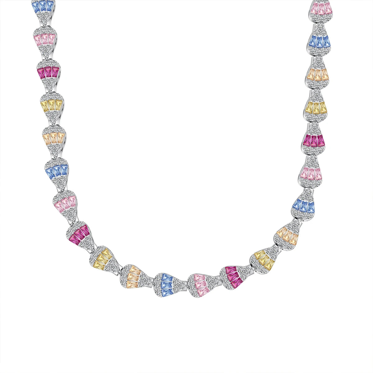 Silver Zircon Baguette Cut Inlaid Tennis Necklace
