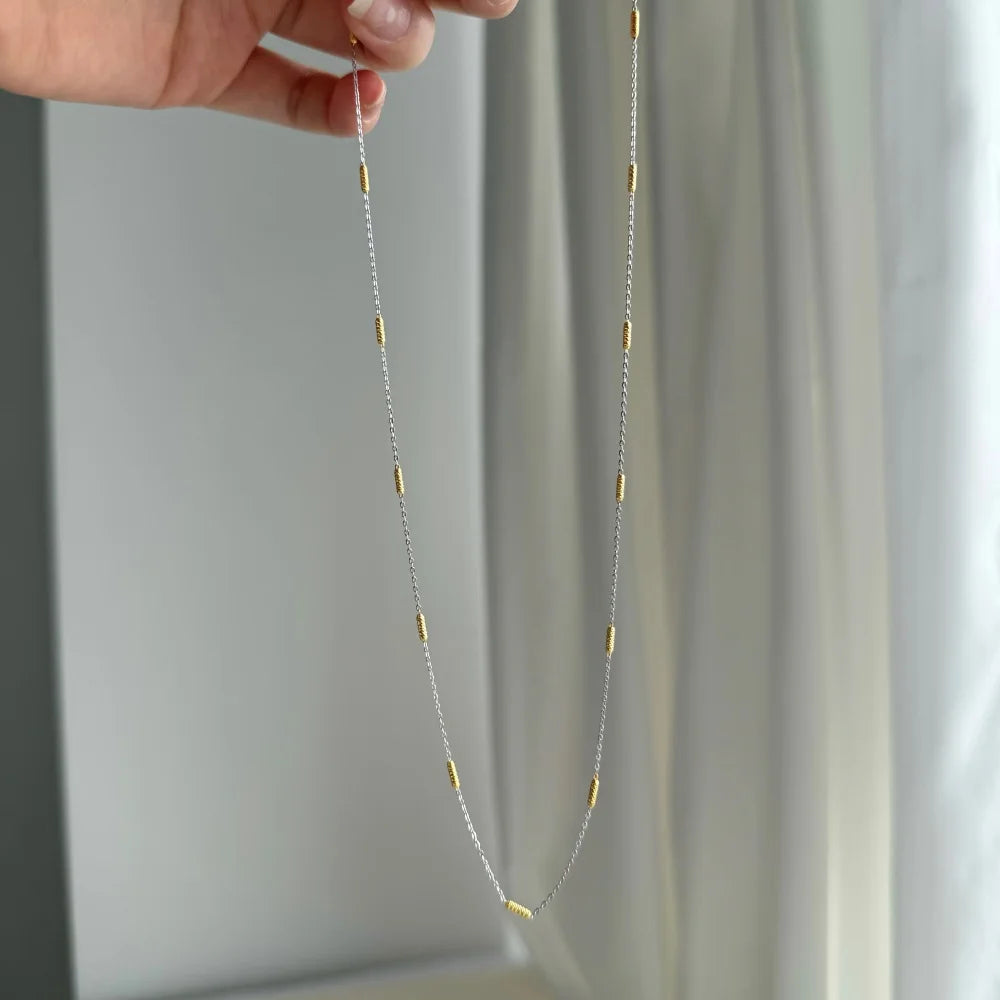 Silver Columnar Chain Necklace