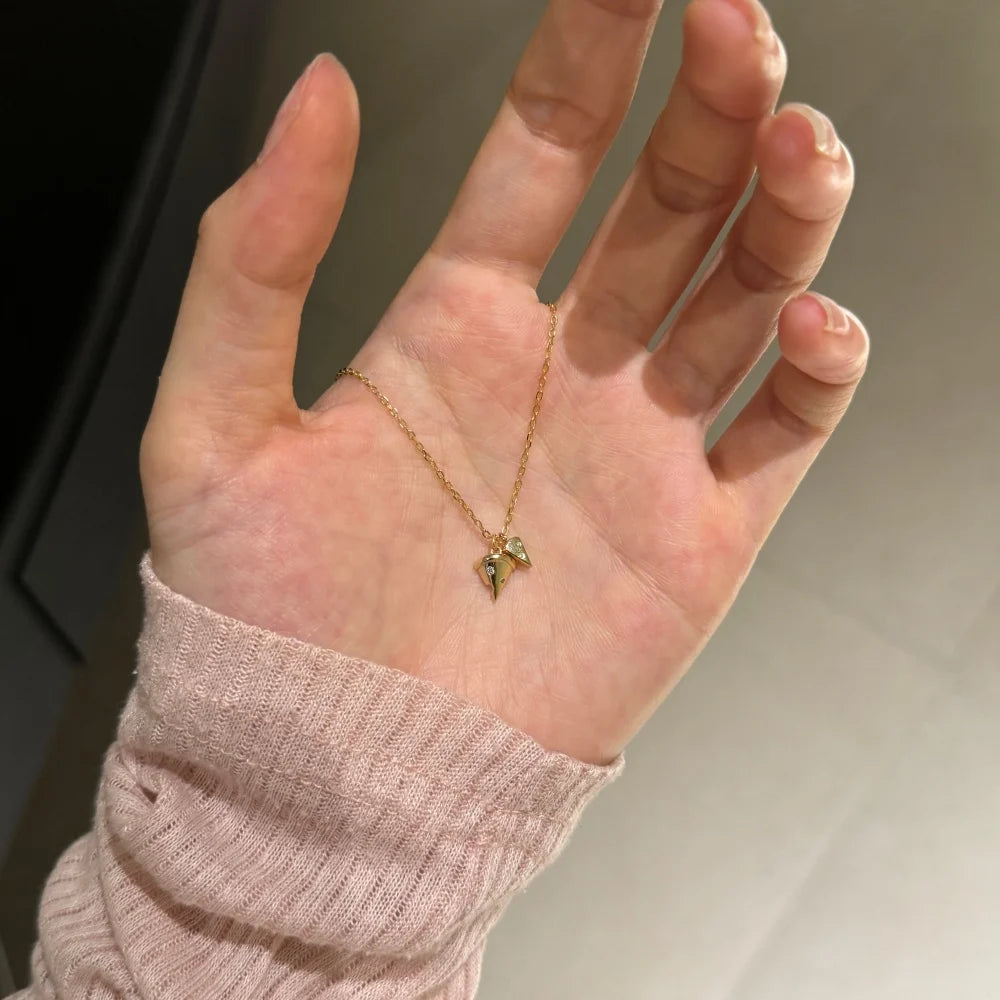 Silver Zircon Round Cut Cheese Pendant Necklace