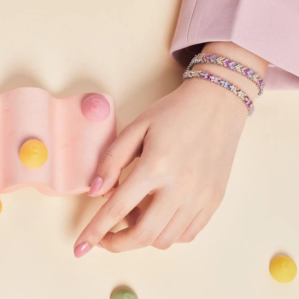 Silver Zircon Round Cut Arrow Tennis Bracelet