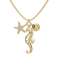 Silver Zircon Round Cut Seahorse Pendant Necklace
