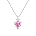 Silver Zircon Heart Cut Stacked Love Pendant Necklace